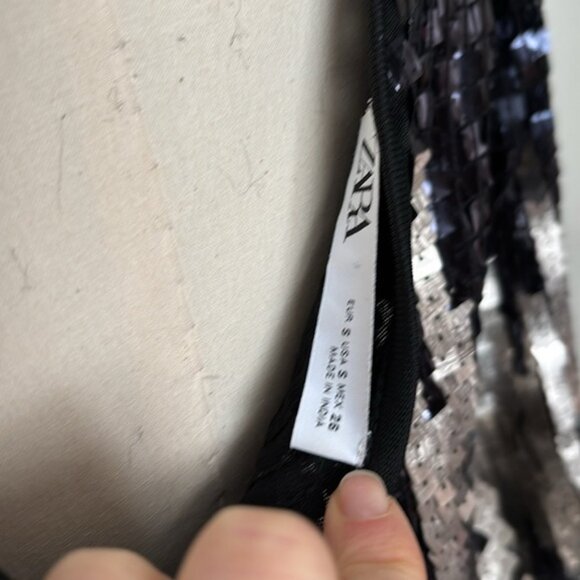 Zara Sequin Plunging Back V Dress Sz S - Picture 9 of 10